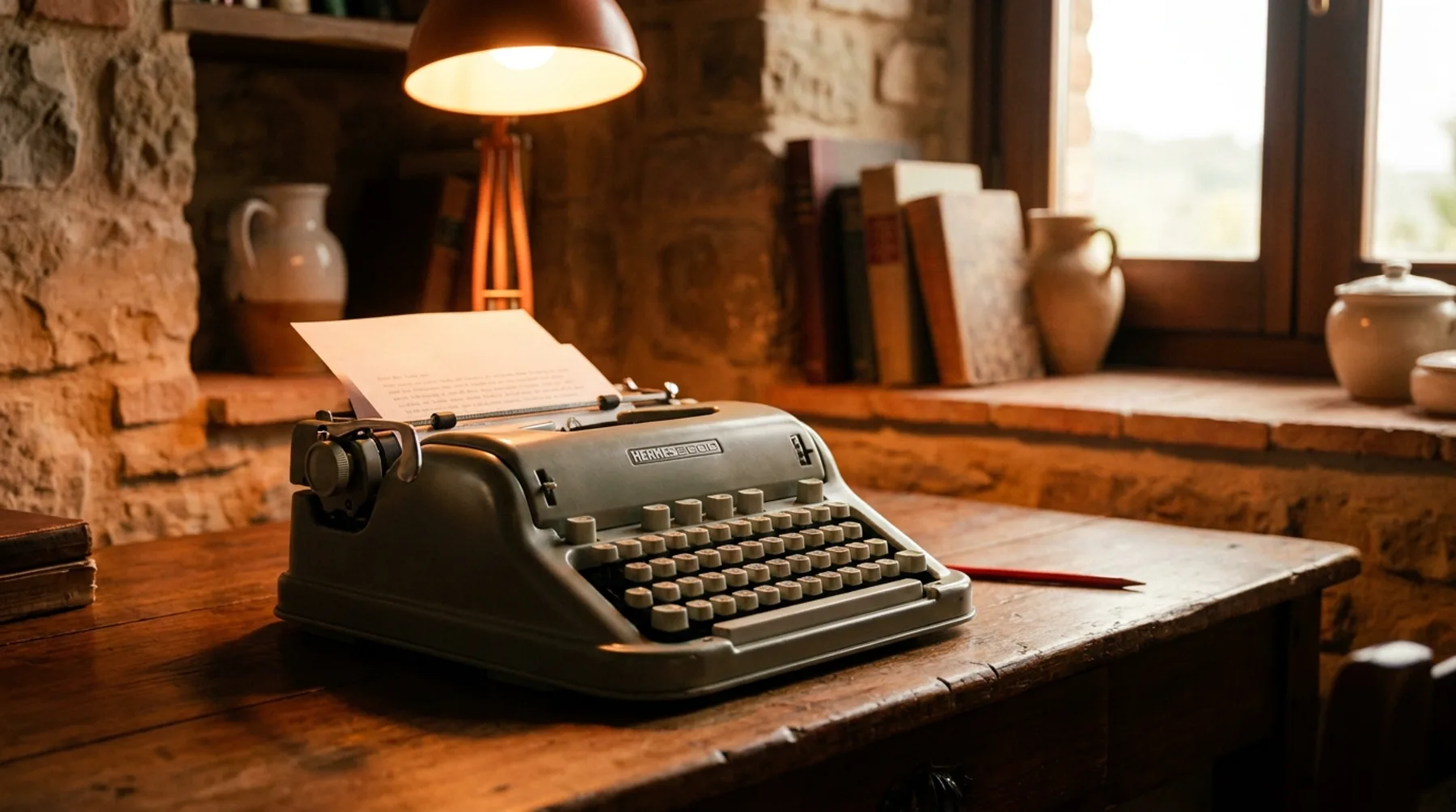 Macchina da scrivere con pagina appena battuta